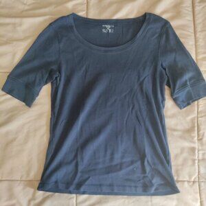 Cotton Thick Navy Scoop T-Shirt Jones New York